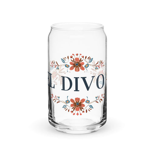 El Divo Exclusive Art Piece Can-Shaped Glass Home Office Work Mexican Spanish Pride Gift Cup One-Of-A-Kind Calligraphy Glass | E3 Mexicada 16 oz (No Lid No Straw)