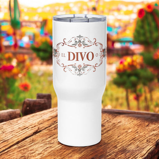 El Divo Exclusive Art Piece Travel Mug With Handle For Water, Iced Tee Or Coffee | Funny Cute Gift Idea Home Office Work | Mexican Spanish Pride | E12 Mexicada 25 oz