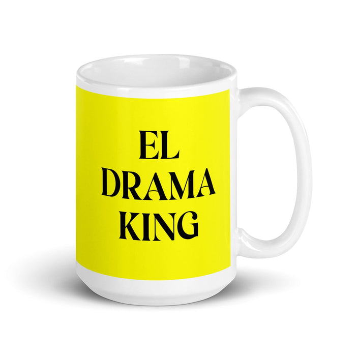 El Drama King The Drama Queen / The Drama King Funny Home Office Work Coffee Mug Mexican Spanish Pride Gift White Glossy Cup Yellow Card Mug Mexicada 15 oz