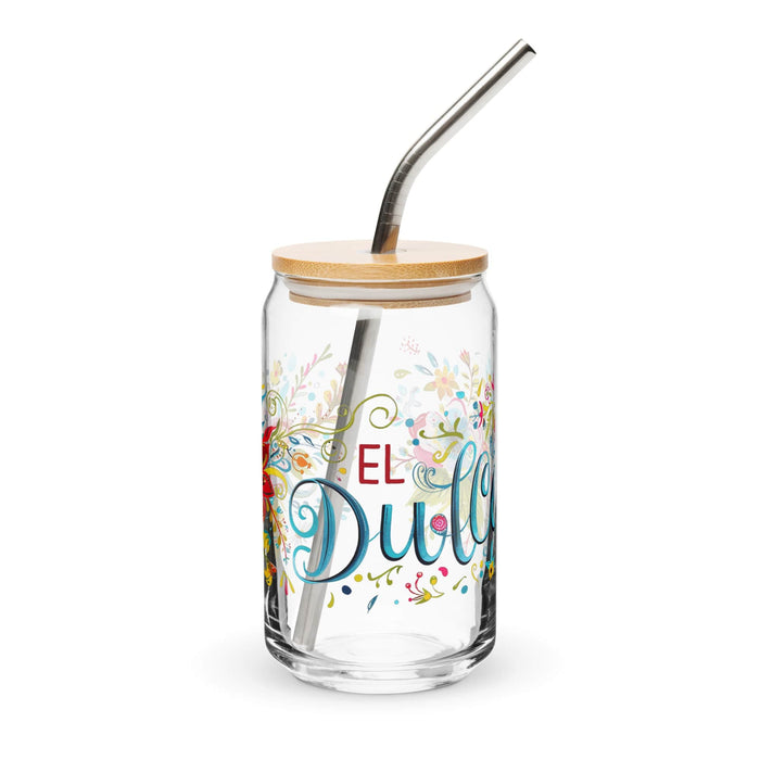 El Dulce Exclusive Art Piece Can-Shaped Glass Home Office Work Mexican Spanish Pride Gift Cup One-Of-A-Kind Calligraphy Glass | E12 Mexicada 16 oz With Lid & Straw