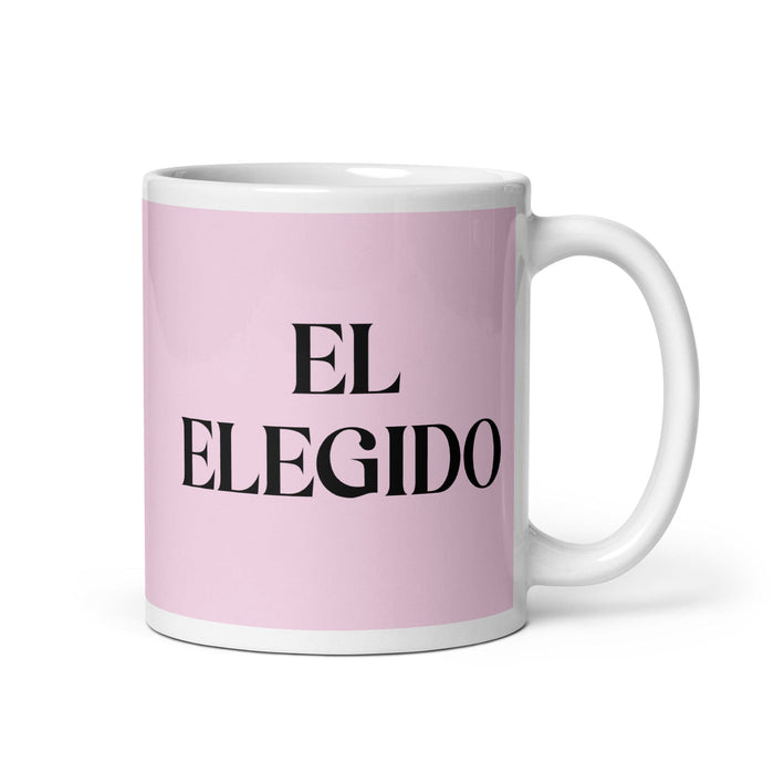 El Elegido The Chosen One Funny Home Office Work Coffee Mug Mexican Spanish Pride Gift White Glossy Cup Light Pink Card Mug Mexicada 11 oz