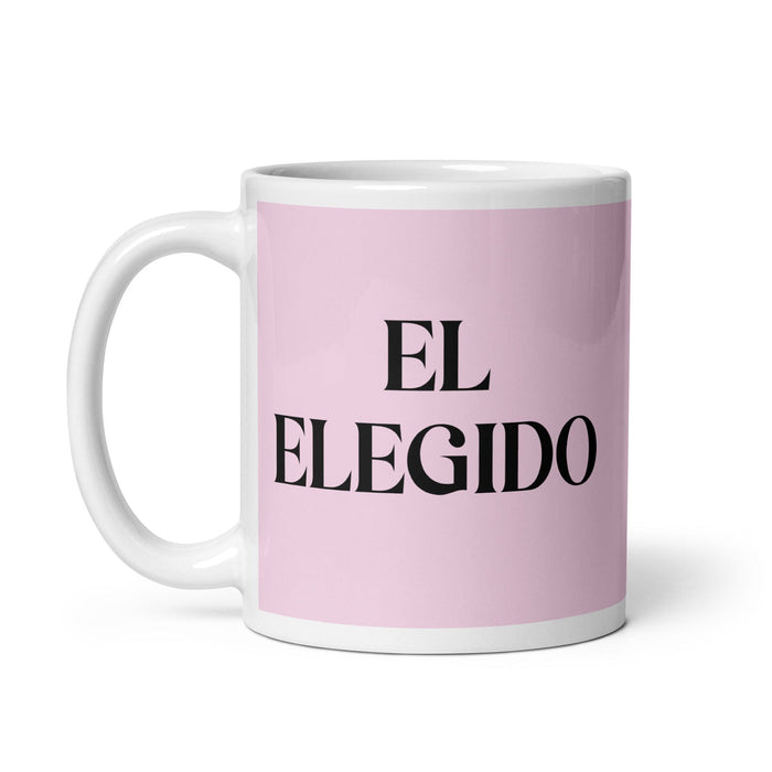 El Elegido The Chosen One Funny Home Office Work Coffee Mug Mexican Spanish Pride Gift White Glossy Cup Light Pink Card Mug Mexicada