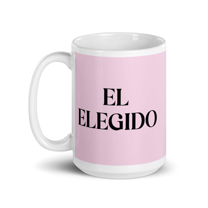 El Elegido The Chosen One Funny Home Office Work Coffee Mug Mexican Spanish Pride Gift White Glossy Cup Light Pink Card Mug Mexicada