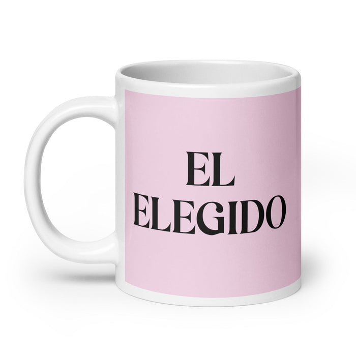 El Elegido The Chosen One Funny Home Office Work Coffee Mug Mexican Spanish Pride Gift White Glossy Cup Light Pink Card Mug Mexicada