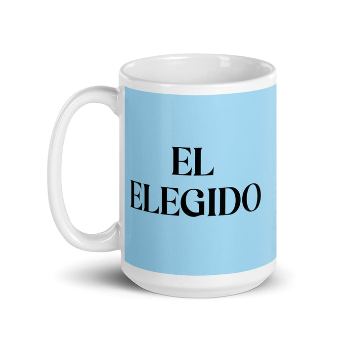 El Elegido The Chosen One Funny Home Office Work Coffee Mug Mexican Spanish Pride Gift White Glossy Cup Sky Blue Card Mug Mexicada