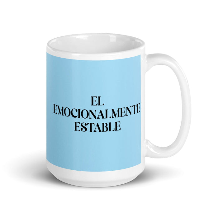 El Emocionalmente Estable The Emotionally Stable Funny Home Office Work Coffee Mug Mexican Spanish Pride Gift White Glossy Cup Sky Blue Card Mug Mexicada 15 oz