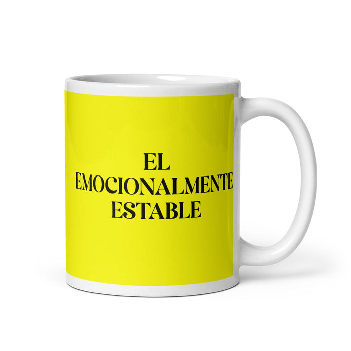 El Emocionalmente Estable The Emotionally Stable Funny Home Office Work Coffee Mug Mexican Spanish Pride Gift White Glossy Cup Yellow Card Mug Mexicada 11 oz