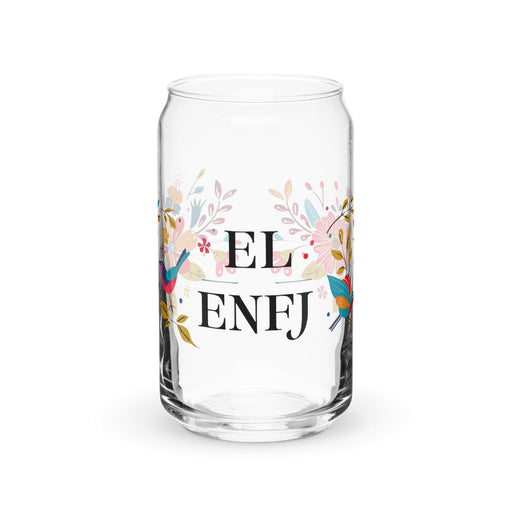 El Enfj Exclusive Art Piece Can-Shaped Glass Home Office Work Mexican Spanish Pride Gift Cup One-Of-A-Kind Calligraphy Glass | E11 Mexicada 16 oz (No Lid No Straw)