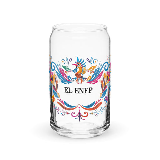 El Enfp Exclusive Art Piece Can-Shaped Glass Home Office Work Mexican Spanish Pride Gift Cup One-Of-A-Kind Calligraphy Glass | E11 Mexicada 16 oz (No Lid No Straw)