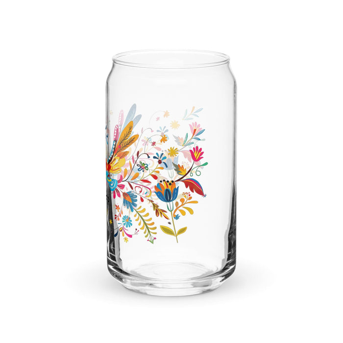 El Enfp Exclusive Art Piece Can-Shaped Glass Home Office Work Mexican Spanish Pride Gift Cup One-Of-A-Kind Calligraphy Glass | E7 Mexicada