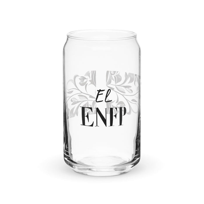 El Enfp Exclusive Art Piece Can-Shaped Glass Home Office Work Mexican Spanish Pride Gift Cup One-Of-A-Kind Calligraphy Glass | E8 Mexicada 16 oz (No Lid No Straw)