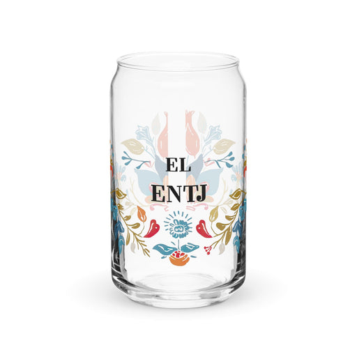 El Entj Exclusive Art Piece Can-Shaped Glass Home Office Work Mexican Spanish Pride Gift Cup One-Of-A-Kind Calligraphy Glass | E2 Mexicada 16 oz (No Lid No Straw)