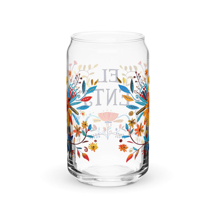 El Entj Exclusive Art Piece Can-Shaped Glass Home Office Work Mexican Spanish Pride Gift Cup One-Of-A-Kind Calligraphy Glass | E8 Mexicada