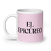 El Epicúreo The Epicurean Funny Home Office Work Coffee Mug Mexican Spanish Pride Gift White Glossy Cup Light Pink Card Mug Mexicada