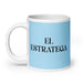 El Estratega The Strategist Funny Home Office Work Coffee Mug Mexican Spanish Pride Gift White Glossy Cup Sky Blue Card Mug Mexicada