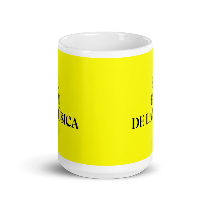 El Fan De La Música The Music Fan Funny Home Office Work Coffee Mug Mexican Spanish Pride Gift White Glossy Cup Yellow Card Mug Mexicada