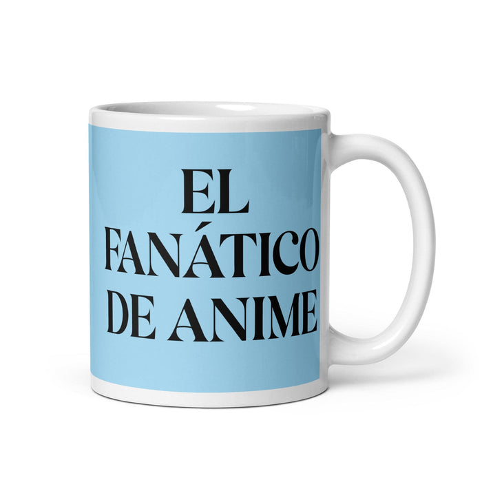 El Fanático De Anime The Anime Fan Funny Home Office Work Coffee Mug Mexican Spanish Pride Gift White Glossy Cup Sky Blue Card Mug Mexicada 11 oz