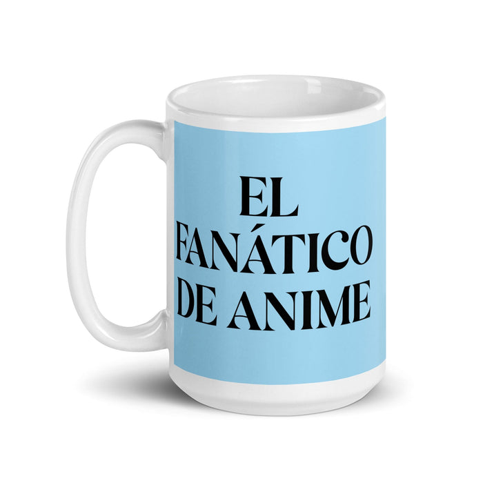 El Fanático De Anime The Anime Fan Funny Home Office Work Coffee Mug Mexican Spanish Pride Gift White Glossy Cup Sky Blue Card Mug Mexicada