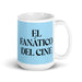 El Fanático Del Cine The Movie Buff Funny Home Office Work Coffee Mug Mexican Spanish Pride Gift White Glossy Cup Sky Blue Card Mug Mexicada 15 oz