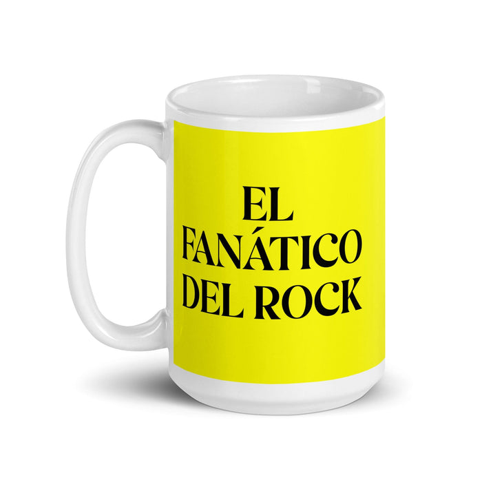 El Fanático Del Rock The Rock Music Lover Funny Home Office Work Coffee Mug Mexican Spanish Pride Gift White Glossy Cup Yellow Card Mug Mexicada