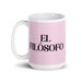 El Filósofo The Philosopher Funny Home Office Work Coffee Mug Mexican Spanish Pride Gift White Glossy Cup Light Pink Card Mug Mexicada