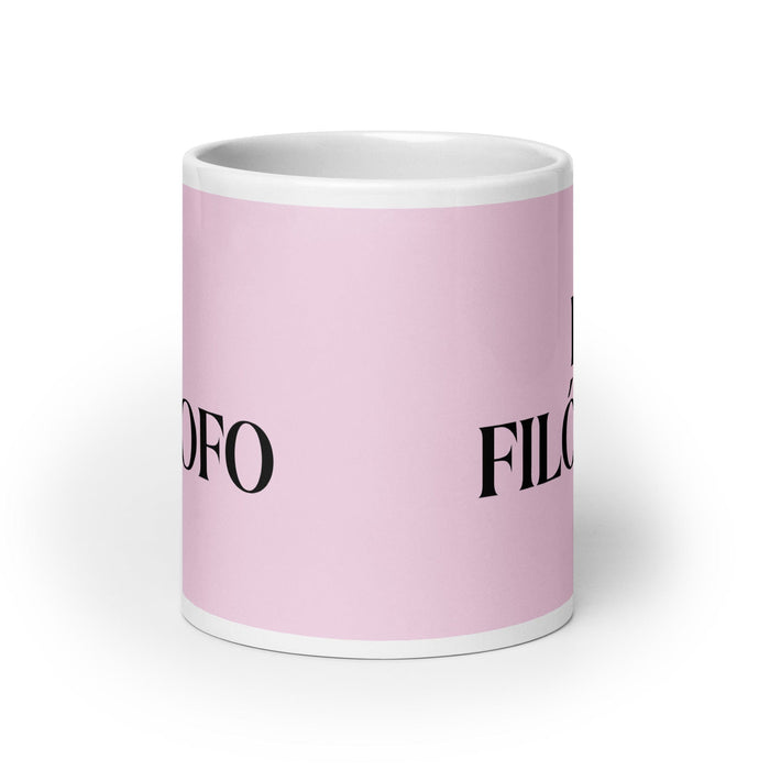 El Filósofo The Philosopher Funny Home Office Work Coffee Mug Mexican Spanish Pride Gift White Glossy Cup Light Pink Card Mug Mexicada