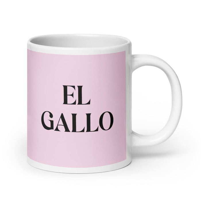 El Gallo The Rooster Funny Home Office Work Coffee Mug Mexican Spanish Pride Gift White Glossy Cup Light Pink Card Mug Mexicada 20 oz