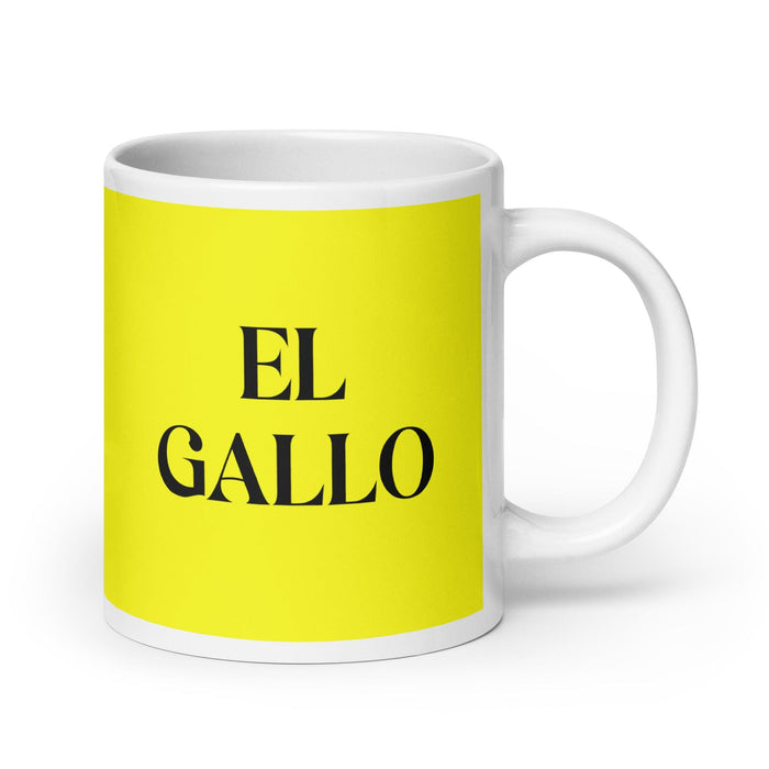 El Gallo The Rooster Funny Home Office Work Coffee Mug Mexican Spanish Pride Gift White Glossy Cup Yellow Card Mug Mexicada 20 oz