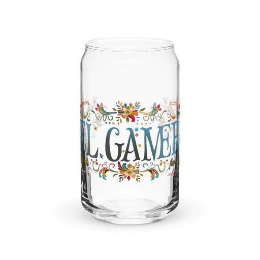 El Gamer Exclusive Art Piece Can-Shaped Glass Home Office Work Mexican Spanish Pride Gift Cup One-Of-A-Kind Calligraphy Glass | E16 Mexicada 16 oz (No Lid No Straw)