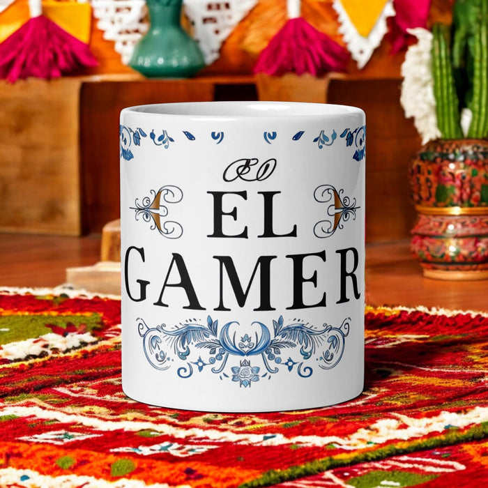 El Gamer Exclusive Art Piece Home Office Work Coffee Mug Mexican Spanish Pride Gift Cup One-Of-A-Kind Calligraphy White Glossy Mug | E4 Mexicada 11 oz