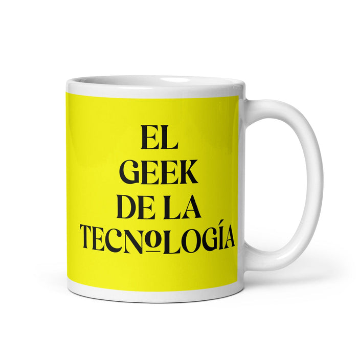 El Geek De La Tecnología The Tech Geek Funny Home Office Work Coffee Mug Mexican Spanish Pride Gift White Glossy Cup Yellow Card Mug Mexicada 11 oz