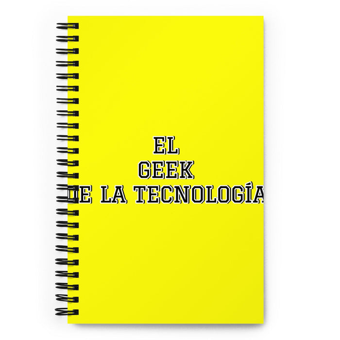 El Geek De La Tecnología The Tech Geek | Yellow Spiral Notebook, 140 Dotted Sheets | Funny Gift Idea Home Office Work | Mexican Spanish Pride Gift Mexicada