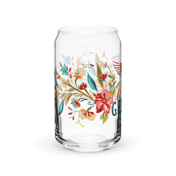 El Genial Exclusive Art Piece Can-Shaped Glass Home Office Work Mexican Spanish Pride Gift Cup One-Of-A-Kind Calligraphy Glass | E14 Mexicada