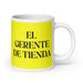 El Gerente De Tienda The Store Manager Funny Home Office Work Coffee Mug Mexican Spanish Pride Gift White Glossy Cup Yellow Card Mug Mexicada 20 oz