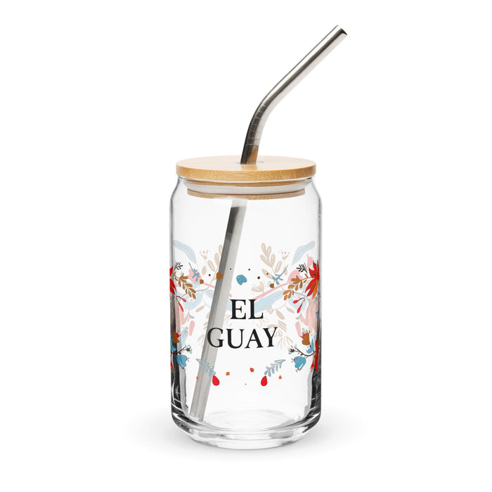 El Guay Exclusive Art Piece Can-Shaped Glass Home Office Work Mexican Spanish Pride Gift Cup One-Of-A-Kind Calligraphy Glass | E11 Mexicada 16 oz With Lid & Straw