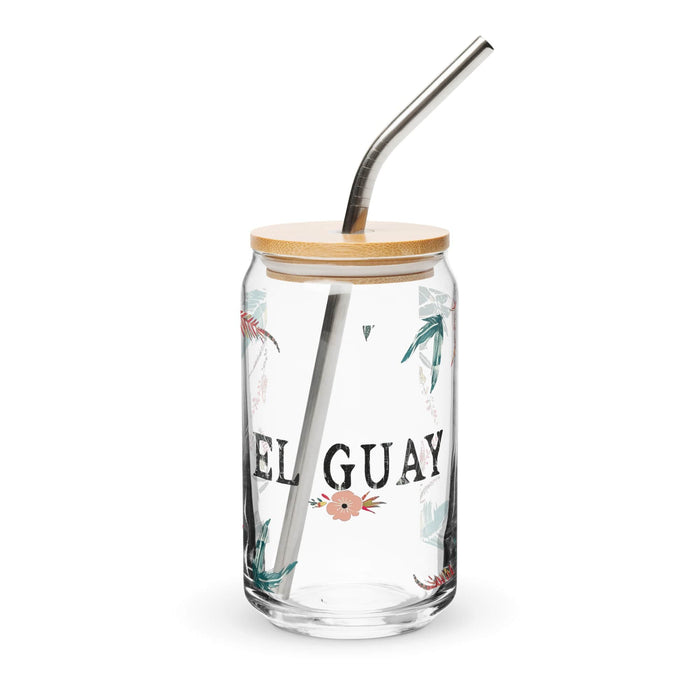 El Guay Exclusive Art Piece Can-Shaped Glass Home Office Work Mexican Spanish Pride Gift Cup One-Of-A-Kind Calligraphy Glass | E15 Mexicada 16 oz With Lid & Straw