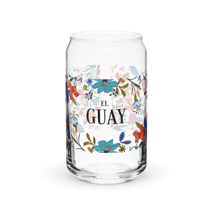 El Guay Exclusive Art Piece Can-Shaped Glass Home Office Work Mexican Spanish Pride Gift Cup One-Of-A-Kind Calligraphy Glass | E24 Mexicada 16 oz (No Lid No Straw)