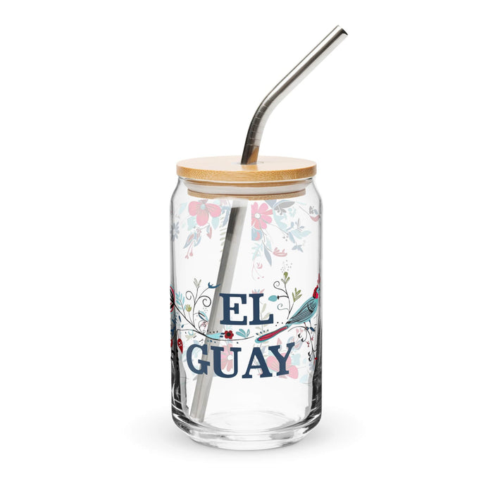 El Guay Exclusive Art Piece Can-Shaped Glass Home Office Work Mexican Spanish Pride Gift Cup One-Of-A-Kind Calligraphy Glass | E9 Mexicada 16 oz With Lid & Straw