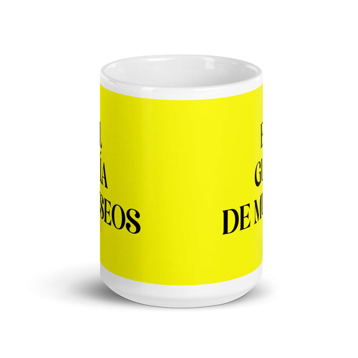 El Guía De Museos The Museum Guide Funny Home Office Work Coffee Mug Mexican Spanish Pride Gift White Glossy Cup Yellow Card Mug Mexicada