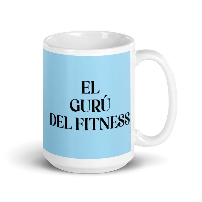 El Gurú Del Fitness The Fitness Guru Funny Home Office Work Coffee Mug Mexican Spanish Pride Gift White Glossy Cup Sky Blue Card Mug Mexicada 15 oz