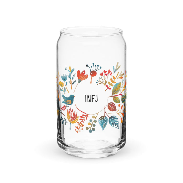 El Infj Exclusive Art Piece Can-Shaped Glass Home Office Work Mexican Spanish Pride Gift Cup One-Of-A-Kind Calligraphy Glass | E3 Mexicada 16 oz (No Lid No Straw)