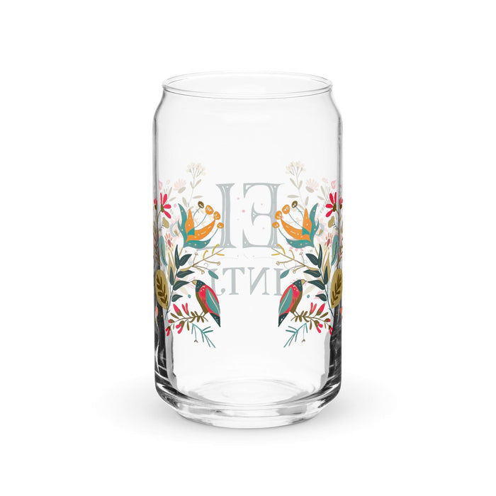 El Intj Exclusive Art Piece Can-Shaped Glass Home Office Work Mexican Spanish Pride Gift Cup One-Of-A-Kind Calligraphy Glass | E1 Mexicada