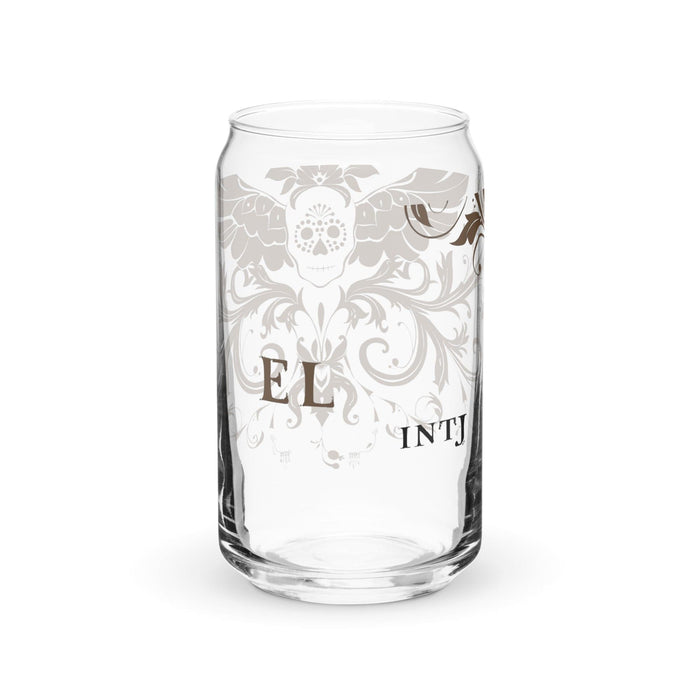 El Intj Exclusive Art Piece Can-Shaped Glass Home Office Work Mexican Spanish Pride Gift Cup One-Of-A-Kind Calligraphy Glass | E3 Mexicada