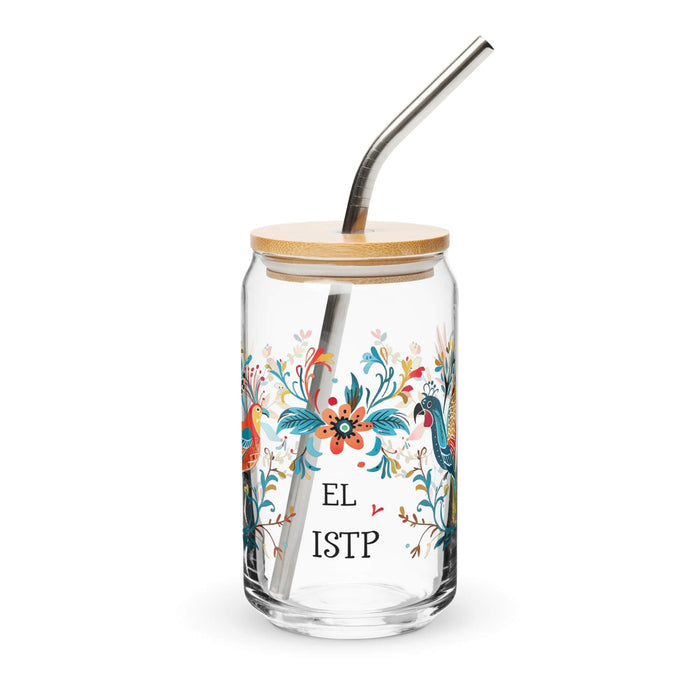 El Istp Exclusive Art Piece Can-Shaped Glass Home Office Work Mexican Spanish Pride Gift Cup One-Of-A-Kind Calligraphy Glass | E5 Mexicada 16 oz With Lid & Straw