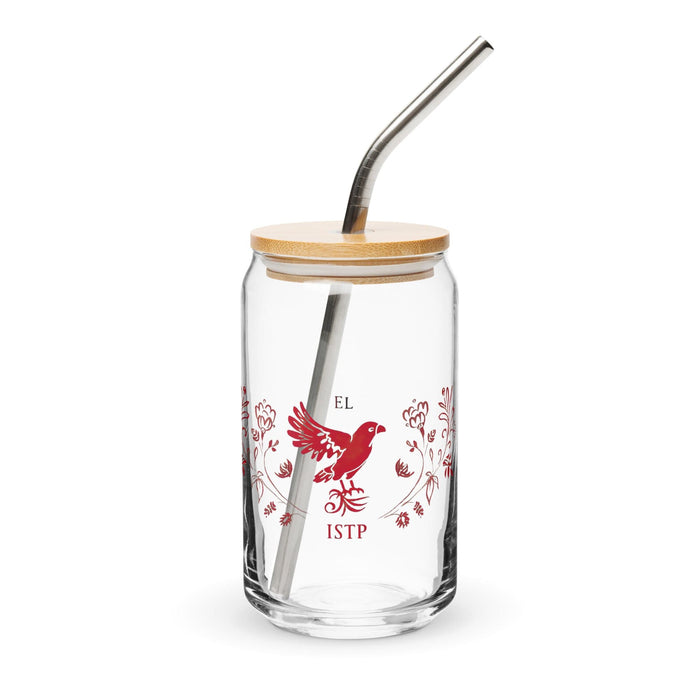 El Istp Exclusive Art Piece Can-Shaped Glass Home Office Work Mexican Spanish Pride Gift Cup One-Of-A-Kind Calligraphy Glass | E6 Mexicada 16 oz With Lid & Straw