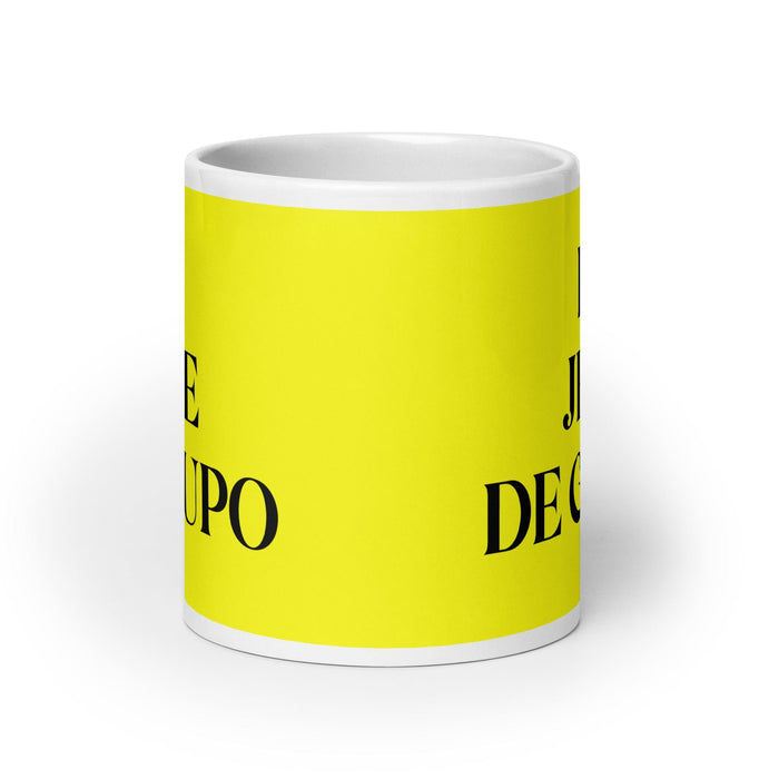 El Jefe De Grupo The Group Leader Funny Home Office Work Coffee Mug Mexican Spanish Pride Gift White Glossy Cup Yellow Card Mug Mexicada