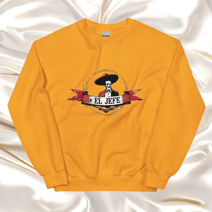 El Jefe Exclusive Art Piece Home Office Work Mexican Spanish Pride Gift One-Of-A-Kind Unisex Sweatshirt | E12 Mexicada Gold / S