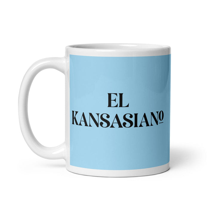 El Kansasiano The Kansas City Resident Funny Home Office Work Coffee Mug Mexican Spanish Pride Gift White Glossy Cup Sky Blue Card Mug Mexicada