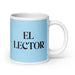 El Lector The Bookworm Funny Home Office Work Coffee Mug Mexican Spanish Pride Gift White Glossy Cup Sky Blue Card Mug Mexicada 20 oz