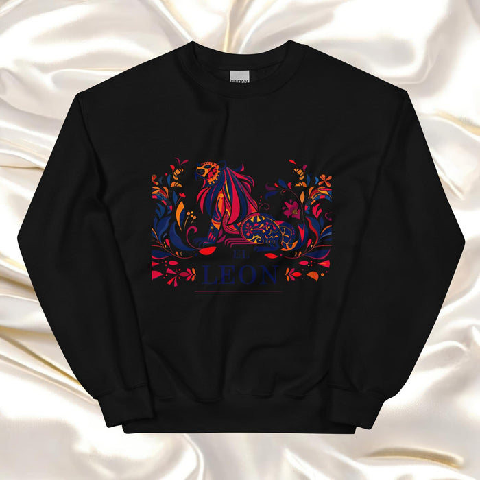 El León Exclusive Art Piece Home Office Work Mexican Spanish Pride Gift One-Of-A-Kind Unisex Sweatshirt | E4 Mexicada Black / S